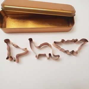 Dinosaur Cookie Cutters Set of 3 Copper Plated Cookie Cutters some discoloration